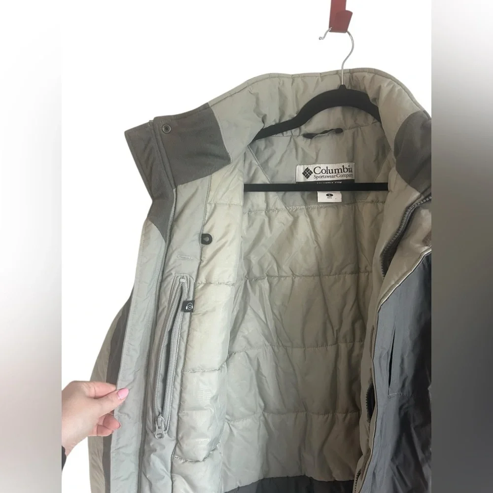 Columbia Sportswear Grey Two-Tone Ski Puffer Jacket Coat Waterproof Mens Large